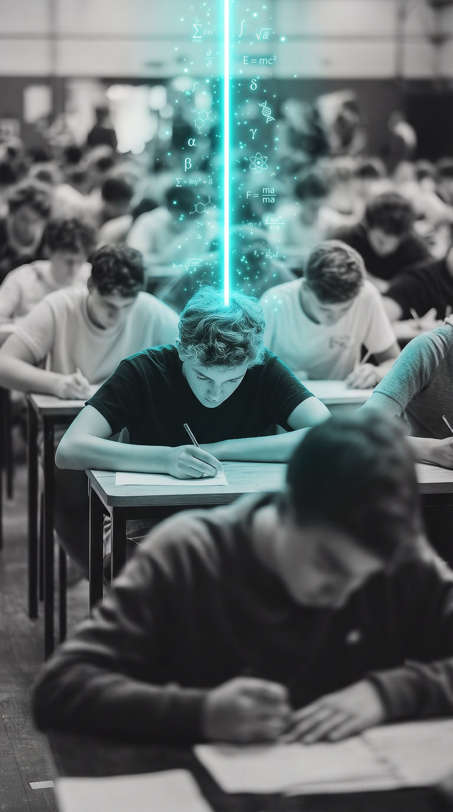 Student absorbing knowledge during exam preparation